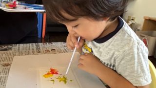 吹き絵で年賀状づくり🎍